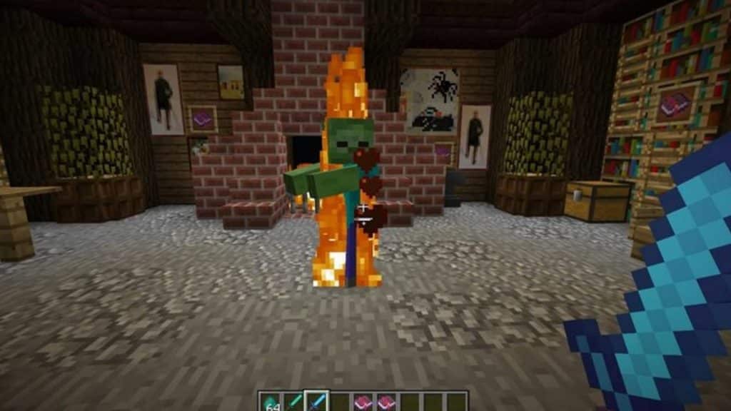 Minecraft-Schwert mit Feueraspekt-Verzauberung