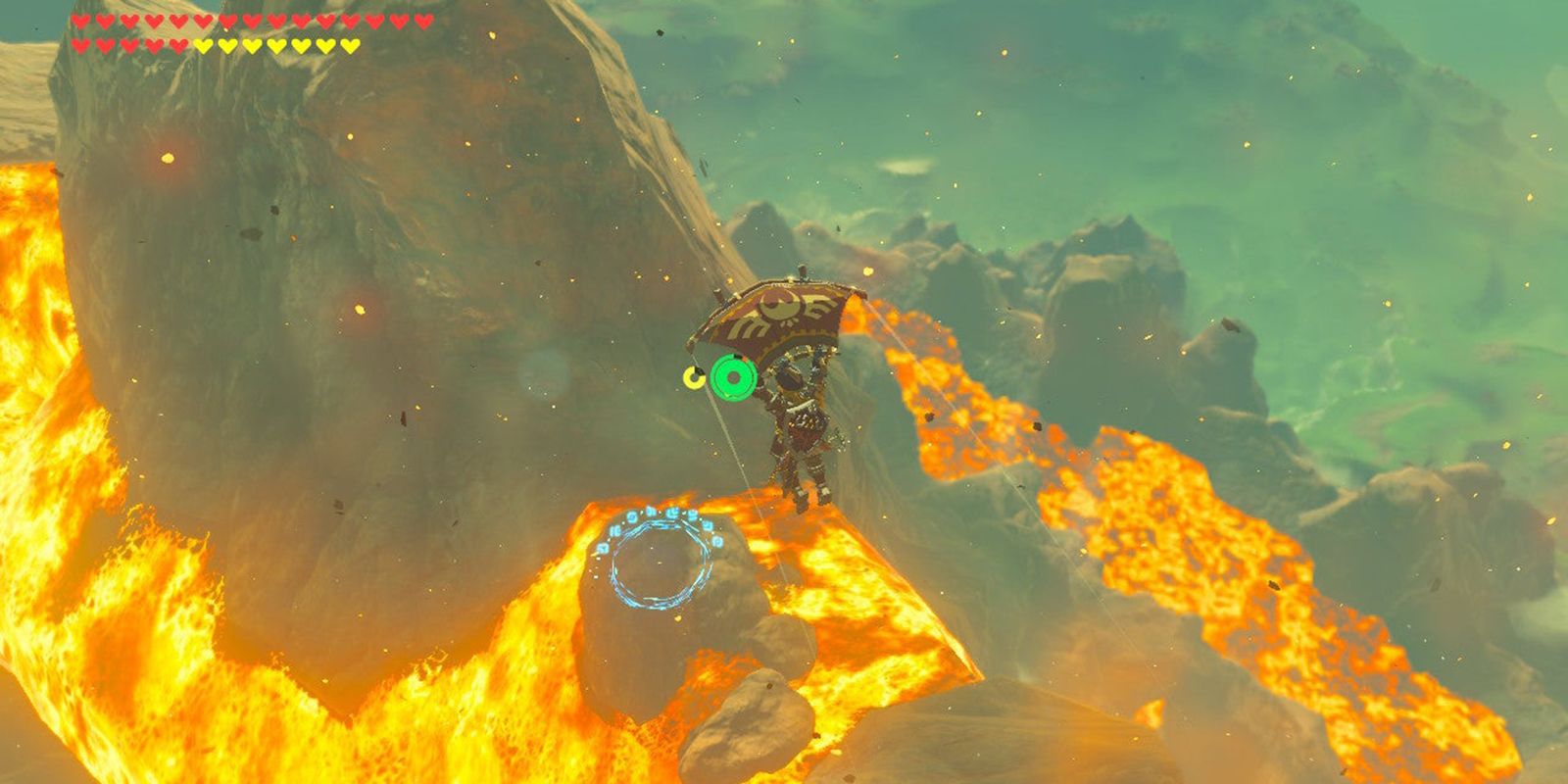 In Breath of the Wild über den Vulkan gleiten